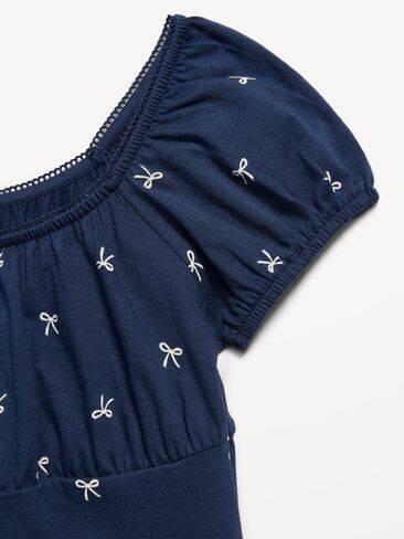 Old Navy Printed Fit and Flare Dress for Girls - Navy in Kuwait