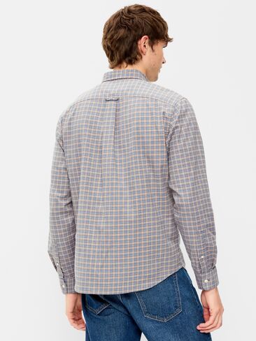 Old Navy Classic Fit Everyday Oxford Shirt - Brown/Blue Plaid in Kuwait