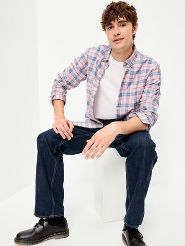 Old Navy Classic Fit Everyday Oxford Shirt - Pink Plaid in Kuwait