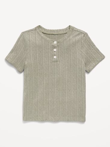 Old Navy Cozy Short-Sleeve Pointelle-Knit Top for Toddler Girls - Simply Sage in Kuwait