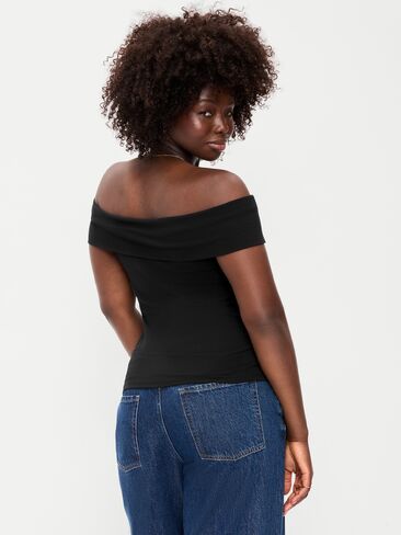Old Navy Off-The-Shoulder Fitted Top - Black Jack in Kuwait