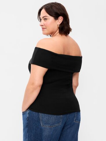Old Navy Off-The-Shoulder Fitted Top - Black Jack in Kuwait