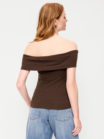 Old Navy Off-The-Shoulder Fitted Top - Earthen in Kuwait