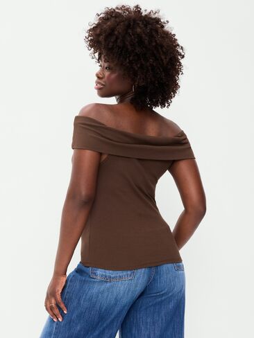 Old Navy Off-The-Shoulder Fitted Top - Earthen in Kuwait