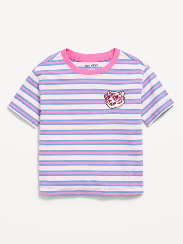 Old Navy Short-Sleeve Graphic T-Shirt for Toddler Girls - Pink Stripe Top in Kuwait