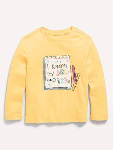 Old Navy Long-Sleeve Graphic T-Shirt for Toddler Girls - Buttercup Yellow in Kuwait
