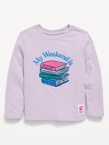 Old Navy Long-Sleeve Graphic T-Shirt for Toddler Girls - Spring Wisteria in Kuwait