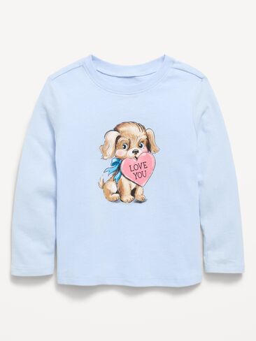 Old Navy Long-Sleeve Graphic T-Shirt for Toddler Girls - Blue Tranquility in Kuwait