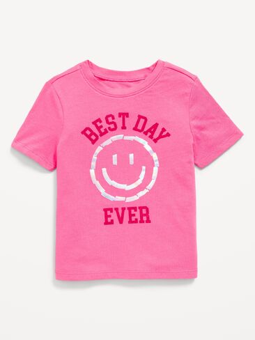 Old Navy Short-Sleeve Graphic T-Shirt for Toddler Girls - Bright Pink Lacquer in Kuwait