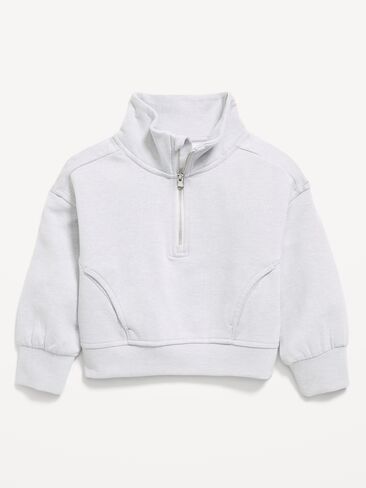 Old Navy Dynamic Fleece Quarter-Zip Pullover Sweatshirt for Toddler Girls - Light Heather Gray in Kuwait