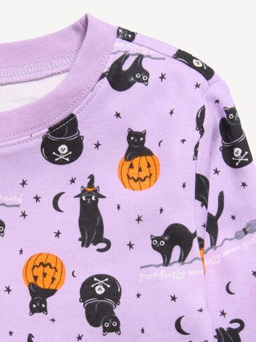 Old Navy Printed Snug-Fit Graphic Pajama Set for Girls - Purple Cats in Kuwait