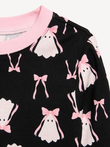Old Navy Printed Snug-Fit Graphic Pajama Set for Girls - Ghost Black in Kuwait