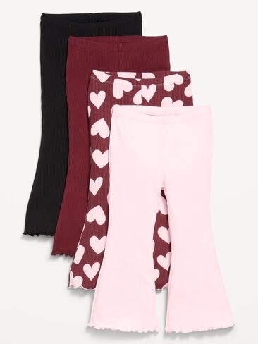 Old Navy Ribbed Flare-Leg Leggings 4-Pack for Toddler Girls - Hearts/Red in Kuwait