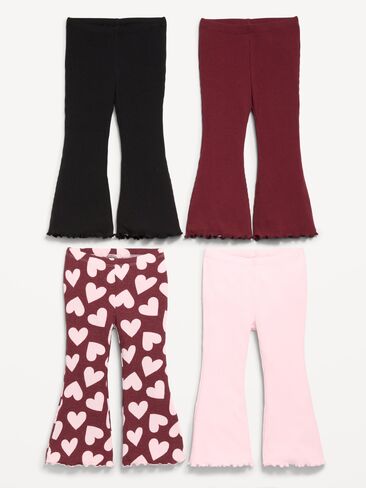 Old Navy Ribbed Flare-Leg Leggings 4-Pack for Toddler Girls - Hearts/Red in Kuwait