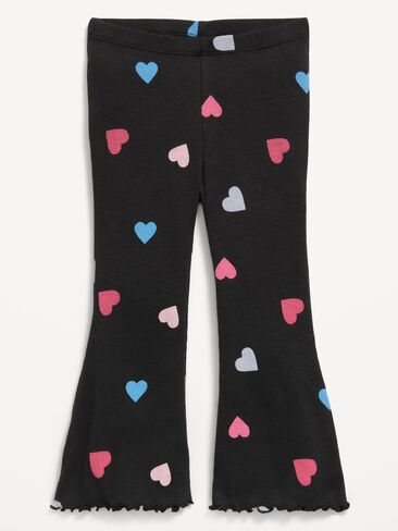 Old Navy Printed Ribbed Flare-Leg Leggings for Toddler Girls - Black Hearts in Kuwait
