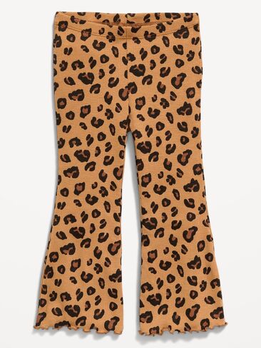 Old Navy Printed Ribbed Flare-Leg Leggings for Toddler Girls - Brown Leopard in Kuwait
