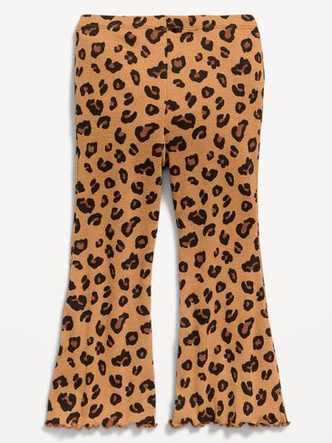Old Navy Printed Ribbed Flare-Leg Leggings for Toddler Girls - Brown Leopard in Kuwait