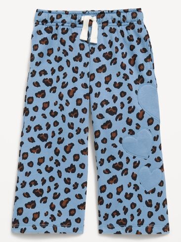 Old Navy Printed Wide-Leg Sweatpants for Toddler Girls - Blue Leopard in Kuwait