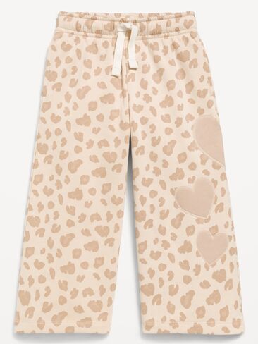 Old Navy Printed Wide-Leg Sweatpants for Toddler Girls - Cream Leopard in Kuwait