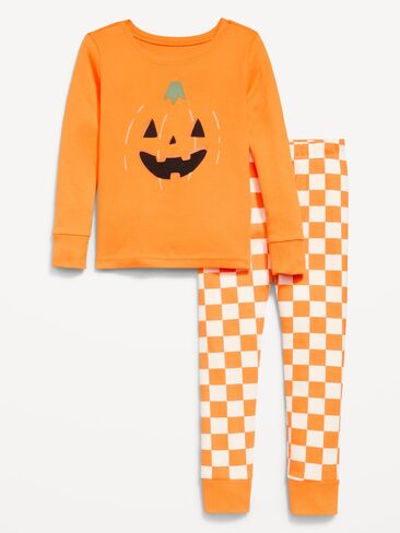 Old Navy Printed Snug-Fit Pajama Set for Toddler & Baby - Orange Pumpkin in Kuwait
