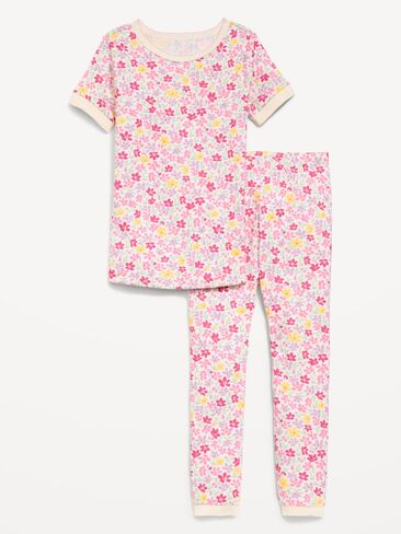 Old Navy Printed Snug-Fit Pajama Set for Toddler & Baby - Cream Ditsy Floral in Kuwait