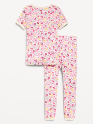 Old Navy Printed Snug-Fit Pajama Set for Toddler & Baby - Cream Ditsy Floral in Kuwait