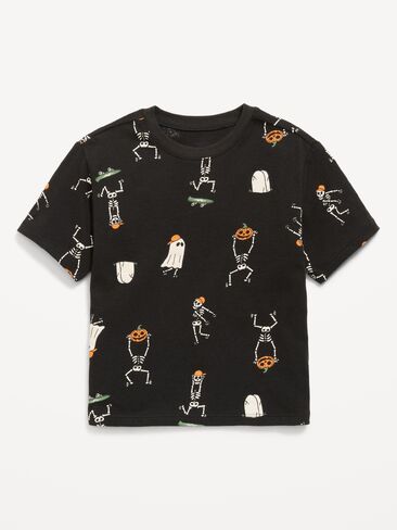Old Navy Printed Short-Sleeve T-Shirt for Toddler Boys - Black Skeleton in Kuwait