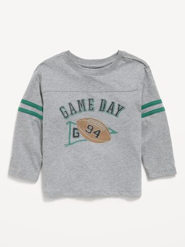 Old Navy Long-Sleeve Graphic T-Shirt for Toddler Boys - Gray in Kuwait
