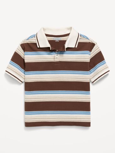 Old Navy Oversized Short-Sleeve Striped Pique Polo Shirt for Toddler Boys - Espresso in Kuwait