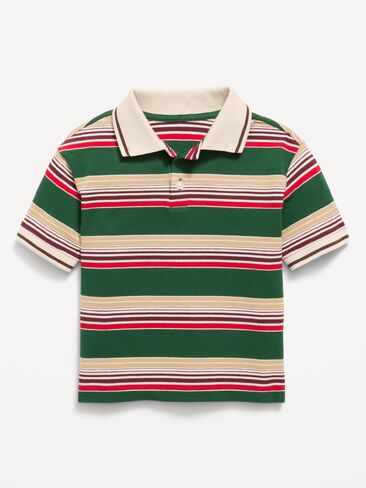 Old Navy Oversized Short-Sleeve Striped Pique Polo Shirt for Toddler Boys - Field Of Greens in Kuwait
