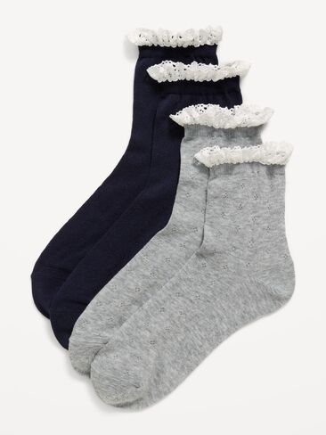 Old Navy Lace-Trim Crew Sock 2-Pack for Women - Cool in Kuwait
