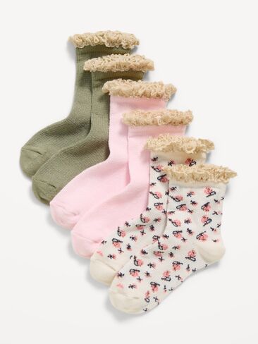 Old Navy Ruffle-Cuff Waffle Knit Crew Socks 3-Pack for Toddler & Baby - Simply Sage in Kuwait