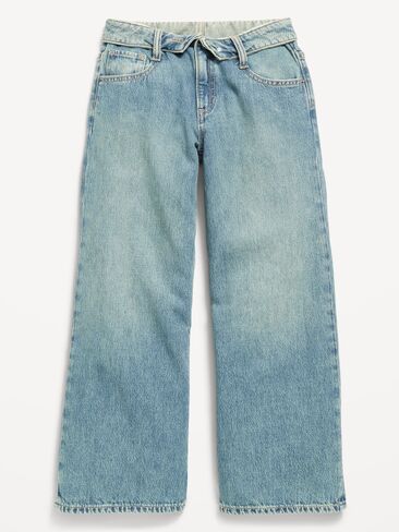 Old Navy Super Baggy Wide-Leg Jeans for Girls - Medium Wash in Kuwait