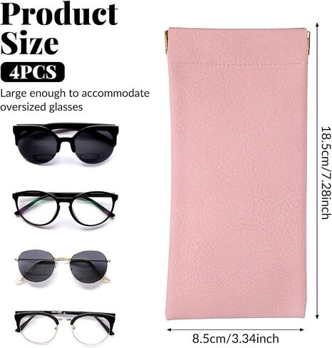 4 Pack Leather Eyewear Case, Sunglass Case, PU Soft Sunglasses Bag Soft Eyeglass Cases for Men and Women in Saudi Arabia