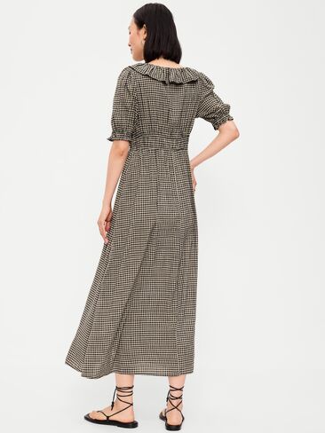 Old Navy Ruffle-Trim Boho Maxi Dress - Small Black Plaid in Kuwait