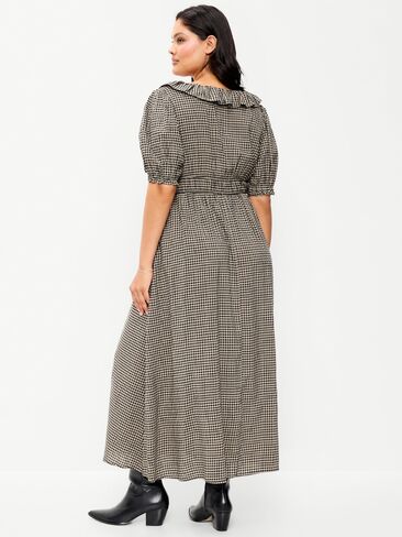 Old Navy Ruffle-Trim Boho Maxi Dress - Small Black Plaid in Kuwait