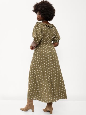 Old Navy Ruffle-Collar Boho Maxi Dress - Green Floral in Saudi Arabia