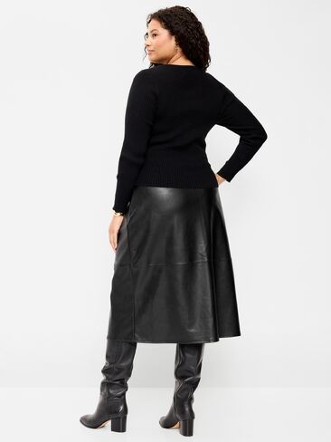 Old Navy Faux-Leather Pencil Midi Skirt - Black Jack in Kuwait
