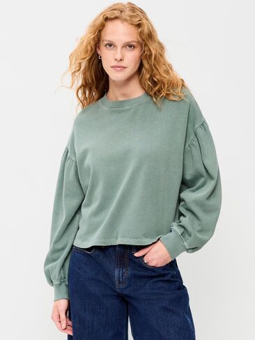 Old Navy SoComfy Oversized Puff-Sleeve Cropped Sweatshirt - Cavernous in Kuwait