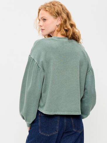 Old Navy SoComfy Oversized Puff-Sleeve Cropped Sweatshirt - Cavernous in Kuwait