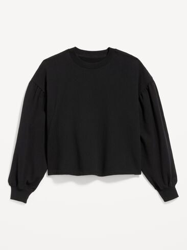 Old Navy SoComfy Oversized Puff-Sleeve Cropped Sweatshirt - Black Jack in Kuwait