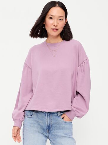 Old Navy SoComfy Oversized Puff-Sleeve Cropped Sweatshirt - Rose Dawn in Kuwait