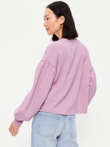 Old Navy SoComfy Oversized Puff-Sleeve Cropped Sweatshirt - Rose Dawn in Kuwait