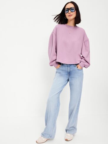 Old Navy SoComfy Oversized Puff-Sleeve Cropped Sweatshirt - Rose Dawn in Kuwait