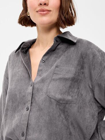 Old Navy Oversized Faux-Suede Button-Down Boyfriend Shirt - Tungsten in Kuwait