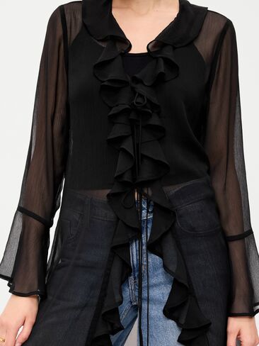 Old Navy Long-Sleeve Sheer Chiffon Duster - Black Jack in Kuwait