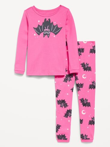 Old Navy Printed Snug-Fit Pajama Set for Toddler & Baby - Bats Black Pink in Kuwait