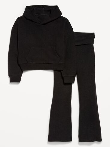 Old Navy CozePlush Pullover Hoodie and Pants Set for Girls - Black Jack in Kuwait