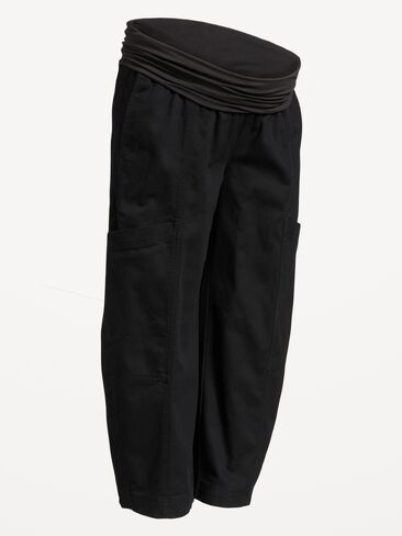 Old Navy Maternity Rollover-Waist Barrel-Leg Ankle Pants - Black Jack in Kuwait