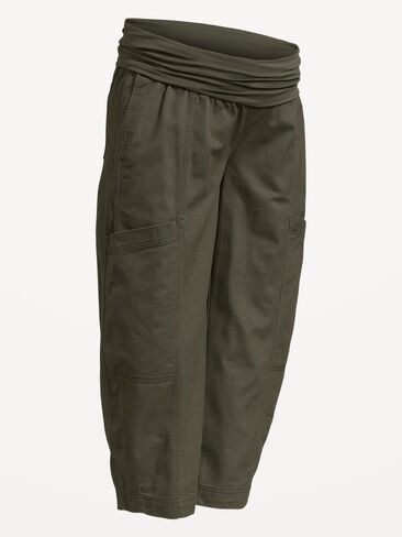 Old Navy Maternity Rollover-Waist Barrel-Leg Ankle Pants - Forest Tapestry in Kuwait